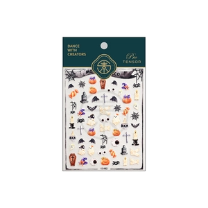 Halloween nail stickers with hand-drawn pumpkin, ghost and bat motifs on KX482 packaging