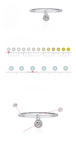 Detailed chart of D-color VVS1 moissanite specifications and S925 sterling silver stamp