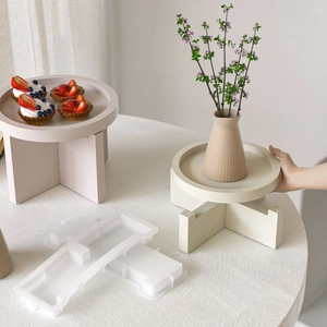 DIY round resin tray silicone mold set with cross base for jewelry and dessert display