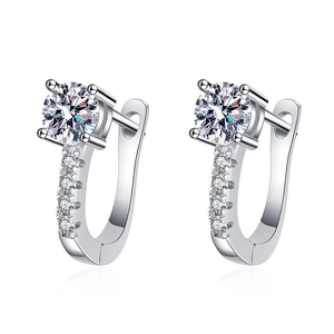Boucles d'oreilles classiques en argent S925 avec moissanite 1 carat couleur D