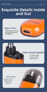 Detail view of electric nose hair trimmer with Type-C charging port and power switch