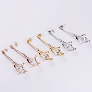 Minimalist geometric twisted drop earrings set in rose gold, gold, and silver finishes