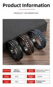 Dettaglio del bracciale in pelle intrecciata a mano con chiusura magnetica da 21cm