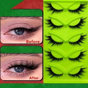 5 pairs of fluffy fox eye false eyelashes with natural cat eye volume and length extension