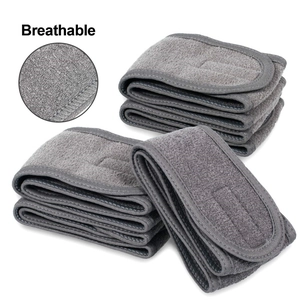 Macro view of gray terry cloth headband texture with breathable fabric and velcro closure
