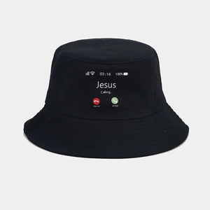 Unisex Cotton Bucket Hat Jesus Calling Print Streetwear Sun Protection Outdoor Sunscreen Fisherman Hat
