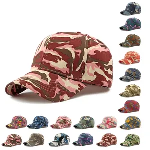 Camouflage Baseball Cap 100% Cotton Breathable Adjustable Curved Brim Outdoor Sport Sun Hat For Men Women