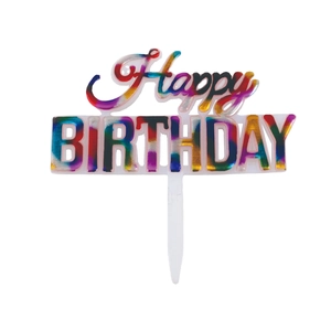 Rainbow gradient Happy Birthday cake topper made of high quality plastic decoration