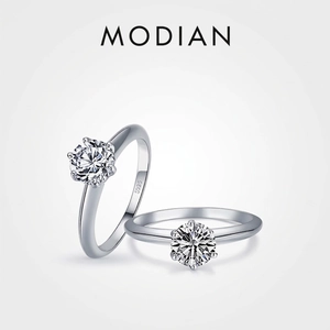 Classic 925 Sterling Silver Solitaire Ring Round Cubic Zirconia Six-Prong Setting Minimalist Jewelry For Women Elegant