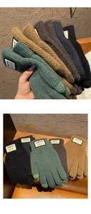 Multiple colors of thick knitted thermal touch screen gloves with warm label detailing