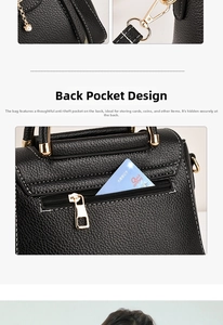 Detail of lychee pattern leather bag showing the secure back anti-theft zipper pocket