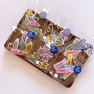 Bulk 10-piece set of colorful mini candy-colored metal hair clips for kids in square shapes