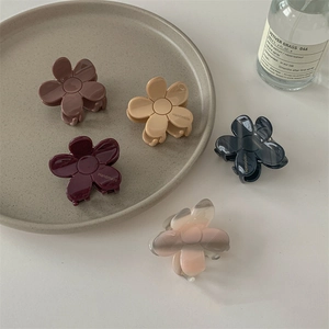 Lot de 5 mini pinces à cheveux en forme de fleur en acétate aux couleurs de Morandi