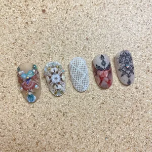 Japanese embossed nail stickers with lace grid and vintage shells for manicure