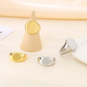 Anello Sigillo In Acciaio Inossidabile Minimalista Lucidato Rotondo Piatto Hip Hop Gioielli Di Moda