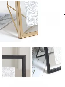 Détails de cadres photo géométriques en métal 3D avec finitions dorées et noires