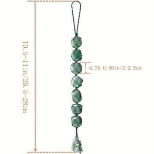 Groene natuursteen genezende kristallen hangende decoratie met handgemaakte kwast 27 cm