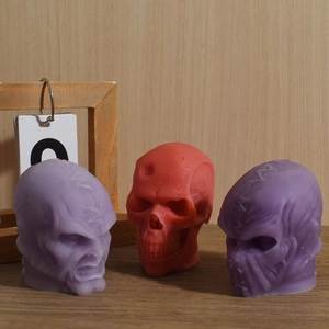 Stitched skull silicone candle mold for Halloween DIY horror resin crafts and ghost face plaster