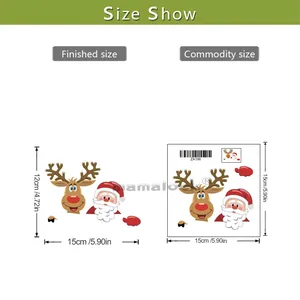 Detailed size chart showing dimensions for watercolor Santa switch wall stickers