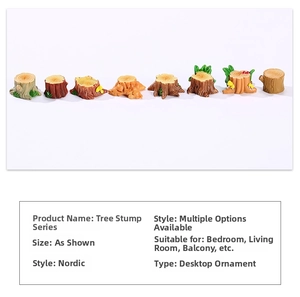Detailed micro-landscape tree stump resin miniatures with moss texture for desk decor