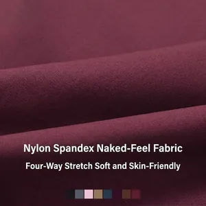 Deep burgundy high-stretch yoga set fabric with soft skin-friendly texture and macro detail