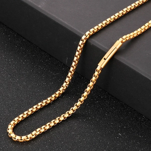 6mm gold box chain necklace in 18k vacuum plated stainless steel on black box