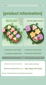 Detailed view of food-grade silicone cartoon ice cream molds in two specifications