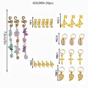 Set de 20 bijoux à cheveux dorés avec pierres naturelles et pendentifs papillon