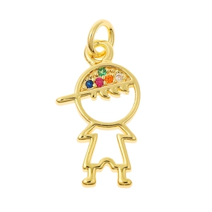 Golden boy pendant with colorful crystals for DIY necklaces and bracelets making