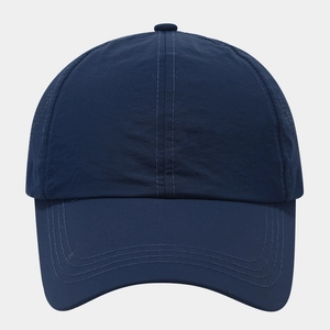 Navy blue breathable waterproof baseball cap with six-panel design and structured brim