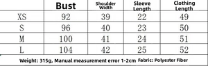 Size chart for blazer and pants set including bust, shoulder, and length measurements