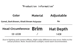 Size guide for outdoor windproof winter hat with color options and head measurements