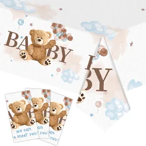 Teddy Bear Theme Party Tableware Supplies Paper Plates Cups Napkins Plastic Cutlery Tablecloth Baby Shower Birthday Decoration Cute Cartoon
