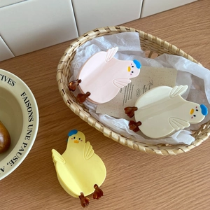 Lot de trois pinces à cheveux poussins mignons en rose, blanc et jaune