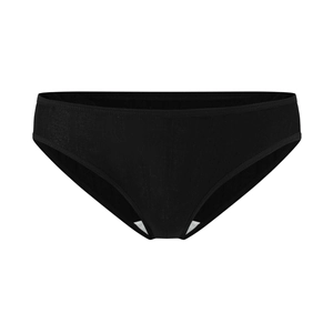 Black ribbed cotton low-rise breathable panties for women with double-layer crotch lining
