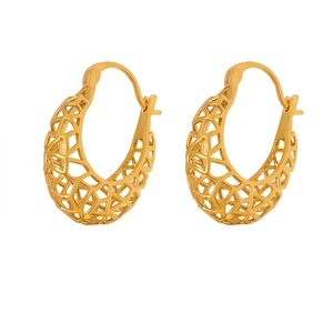 Hollow Geometric Hoop Earrings Titanium Steel Mesh C Shaped Non Fading Fashionable Minimalist Jewelry For Women