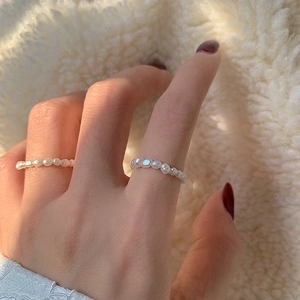 Baroque Natural Freshwater Pearl Beaded Ring Handmade Elastic Minimalist Jewelry For Women