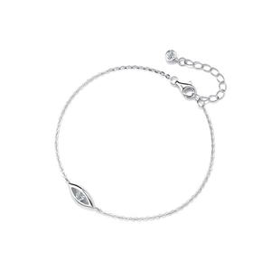 Minimalist S925 sterling silver evil eye bracelet with sparkling zircon on white background