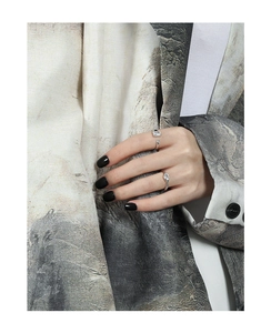 Detailed close-up of S925 sterling silver rings with micro-set square and teardrop zircons