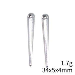 Polished silver spike pendants 34x5x4mm high-gloss metallic finish jewelry charms