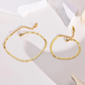 Mariner Link Chain Necklace Gold Plated Stainless Steel Pig Nose Shape Minimalist Elegant Jewelry For Women