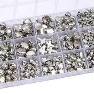 Silver CCB star and heart beads set for DIY jewelry making in a 12-grid organizer box