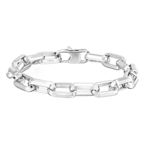 Minimalist silver stainless steel square link chain bracelet with lobster clasp
