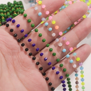Colorful crystal beads with stainless steel gold chain for handmade DIY jewelry