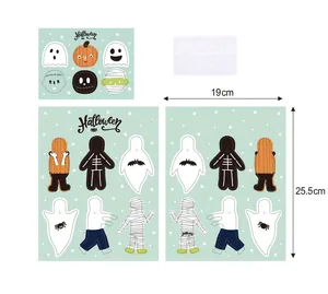 Detailed Halloween lollipop card dimensions 19x25.5cm with cartoon ghost and mummy shapes