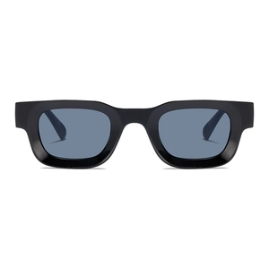 Classic black square frame sunglasses with thick edges and dark grey lenses for unisex style
