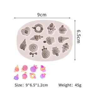 Detail of fruit dessert silicone mold featuring cake and lollipop shapes for DIY crafting