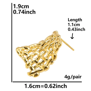 304 stainless steel woven mesh earrings in gold finish with 1.9cm height dimensions