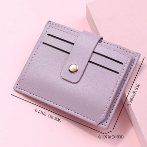 Slim light purple card holder dimensions: 10.5cm by 8.5cm by 0.5cm ultra-thin design