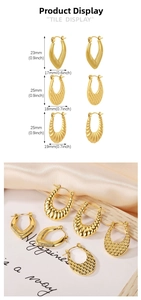 Tableau des tailles pour boucles d'oreilles dorées 18k avec dimensions en mm et pouces